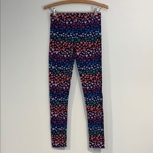 CREWCUTS Youth Girls 14 Heart Pull On Leggings Cotton Rainbow Striped EUC